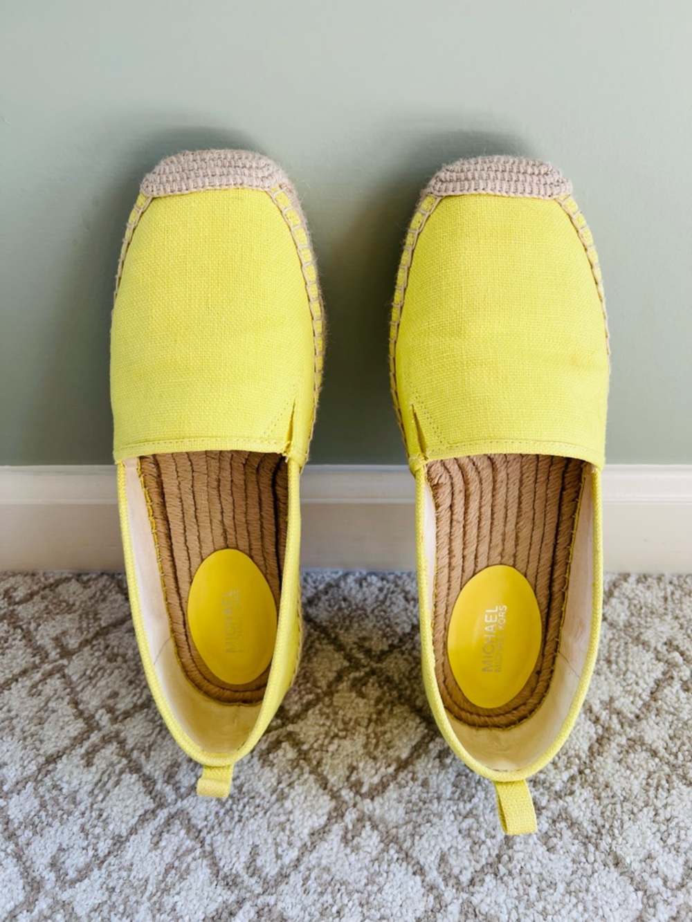 Michael Kors Yellow Canvas Espadrille Slip-Ons